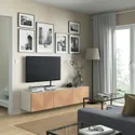 IKEA BESTÅ БЕСТО, тумба для телевізора з дверцятами, білий / ХЕДЕВІКЕН дубовий шпон, 180x42x38 см 594.217.96 фото thumb №3