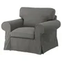 IKEA EKTORP ЕКТОРП, крісло та підставка для ніг, ХАКЕБУ темно-сірий 595.538.76 фото