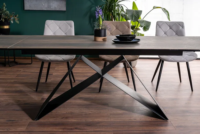 Стол обеденный раскладной SIGNAL WESTIN Ceramic, эффект дерева / матовый черный, 90x160 фото №23