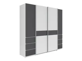 BRW Раздвижной шкаф Fabio 215 см с выдвижными ящиками белый/графит, белый/графит SZF4D6S-BI/GF фото