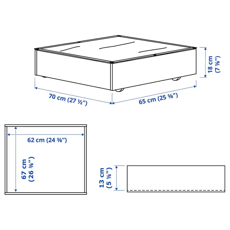 IKEA VARDÖ ВАРДО, ящик кроватный, белый, 65x70 см 002.226.71 фото №3