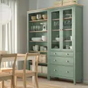 IKEA HEMNES, Комбинация стеллажей с дверями/стойками, серо-зеленое/светло-коричневое пятно, 180x197 см 196.023.41 фото thumb №2