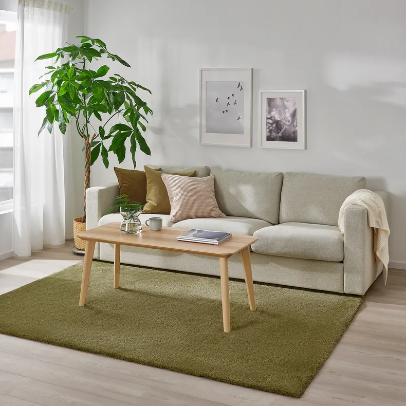 IKEA STOENSE СТОЕНСЕ, килим, короткий ворс, світлий оливково-зелений, 170x240 см 105.001.82 фото №3