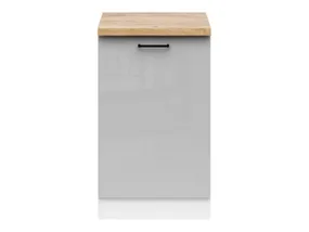 BRW Базовый шкаф для кухни Junona Line 50 см со светло-серым глянцевым верхом, белый/светло-серый глянцевый/крафтовый дуб золотой D1D/50/82_L_ZBL-BI/JSZP/DCRZ фото