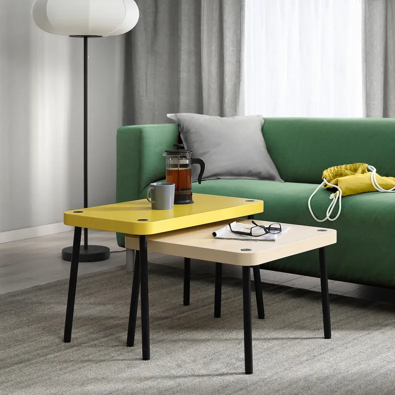 IKEA SONHULT СОНХУЛЬТ, комплект столів, 2 шт, жовтий/під березу 505.785.55 фото №4