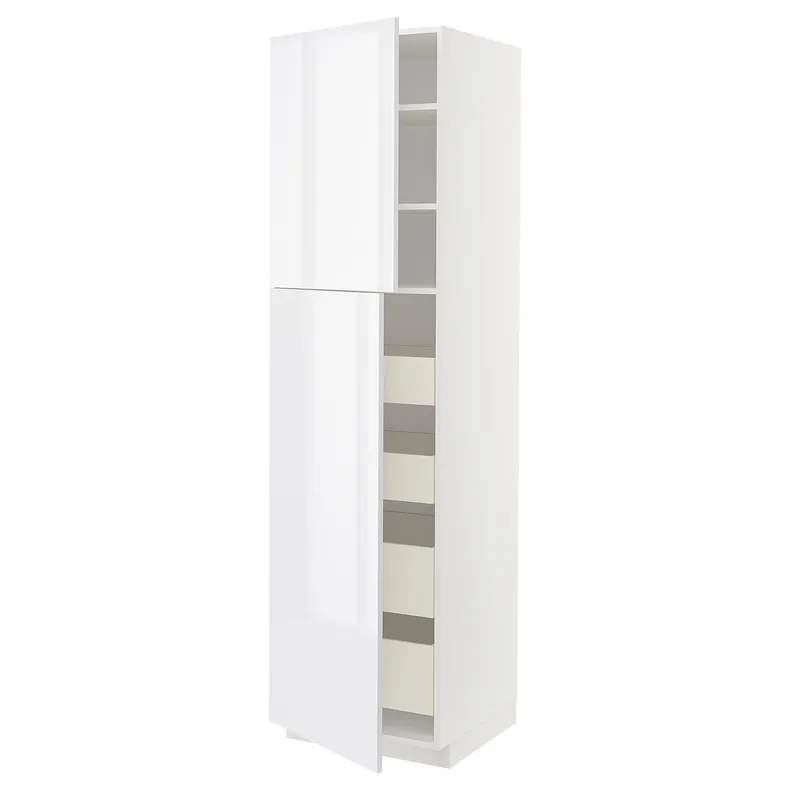 IKEA METOD МЕТОД / MAXIMERA МАКСІМЕРА, висока шафа, 2 дверцят / 4 шухляди, білий / РІНГХУЛЬТ білий, 60x60x220 см 894.689.33 фото №1