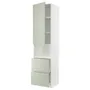 IKEA METOD МЕТОД / MAXIMERA МАКСІМЕРА, висока шафа для мікрох печі, 2 шухл, білий / Стенсунд світло-зелений, 60x60x240 см 594.865.61 фото