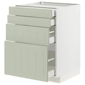 IKEA METOD МЕТОД / MAXIMERA МАКСИМЕРА, напольный шкаф 4 фасада / 4 ящика, белый / светло-зеленый, 60x60 см 894.866.25 фото