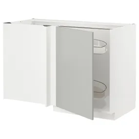 IKEA METOD МЕТОД, угловой напол шкаф с выдвижн секц, белый / светло-серый, 128x68 см 895.381.63 фото