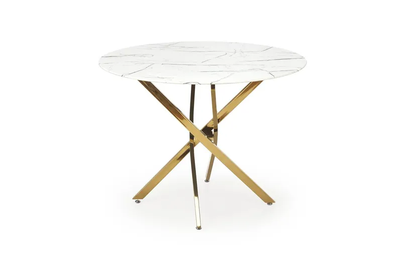 Кухонний стіл HALMAR RAYMOND 2, 100x100 см стільниця - білий мармур, ніжки - золото фото №5