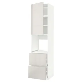 IKEA METOD МЕТОД / MAXIMERA МАКСИМЕРА, высокий шкаф д / духовки+дверь / 2ящика, белый / светло-серый, 60x60x240 см 194.651.03 фото