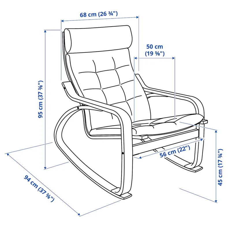 IKEA POÄNG ПОЭНГ, кресло-качалка, черный / коричневый / темно-серый 295.021.19 фото №5