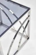Журнальний столик HALMAR UNIVERSE квадратний 55x55 см, каркас - срібло, скло - димчасте фото thumb №7