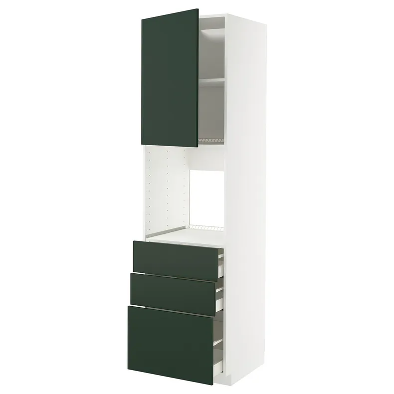 IKEA METOD МЕТОД / MAXIMERA МАКСИМЕРА, высокий шкаф д/духовки/дверь/3ящика, белый/Гавсторп темно-зеленый, 60x60x220 см 395.567.67 фото №1