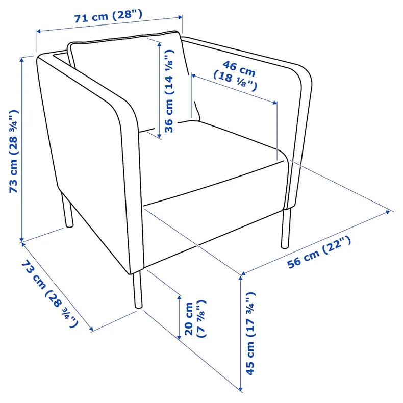 IKEA EKERÖ ЕКЕРЕ, крісло, СКІФТЕБУ темно-синій 202.628.78 фото №6