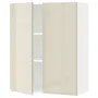 IKEA METOD МЕТОД, навісна шафа з полицями / 2 дверцят, білий / Voxtorp високий глянець світло-бежевий, 80x100 см 694.578.98 фото