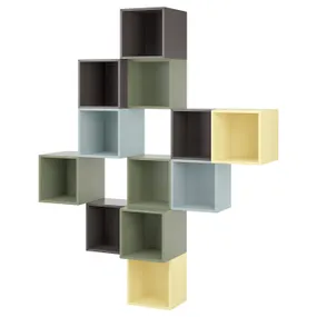 IKEA EKET ЕКЕТ, настінна комбінація шаф, різнокольоровий / темно-сірий, 175x35x210 см 195.215.66 фото
