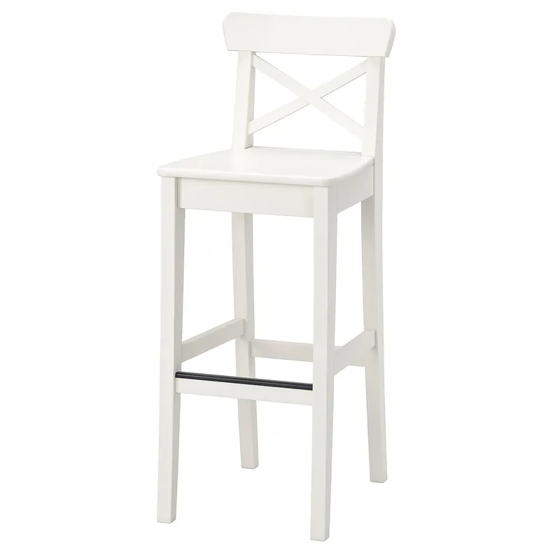 IKEA INGOLF ИНГОЛЬФ, стул барный, белый, 74 см 001.217.66 фото №1