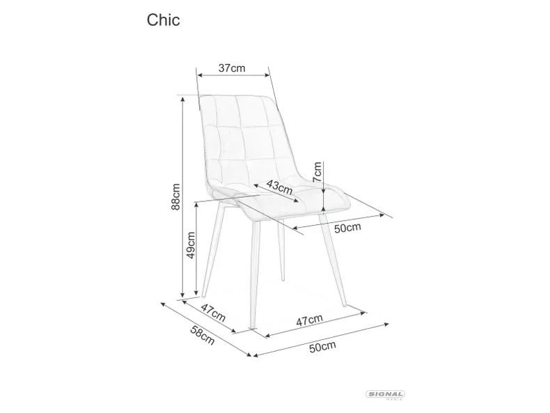 Кухонный стул SIGNAL CHIC Velvet, Bluvel 03 - светло-серый фото №50