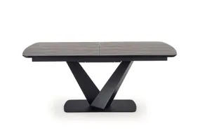Обідній стіл розкладний HALMAR VINSTON 180-230x95 см, стільниця - темно-сіра/чорна, ніжки - чорні фото