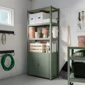 IKEA BROR БРУР, стеллаж с 1 шкафчиком, серо-зеленая / сосновая фанера, 85x40x190 см 895.161.42 фото thumb №2
