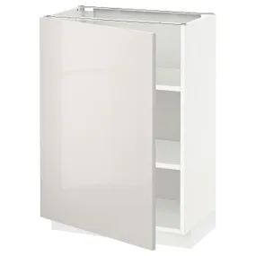 IKEA METOD МЕТОД, підлогова шафа з полицями, білий / Ringhult світло-сірий, 60x37 см 994.653.78 фото