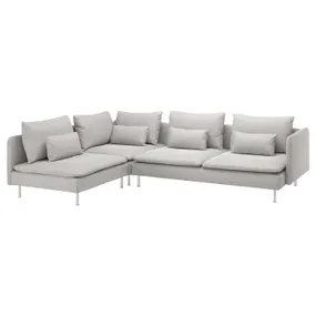 IKEA SÖDERHAMN СОДЕРХЭМН, 4-местный угловой диван, с открытым концом/Талмира белый/черный 294.306.22 фото