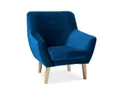 Кресло мягкое бархатное SIGNAL NORDIC 1 Velvet, Bluvel 86 - темно-синий / бук фото thumb №1