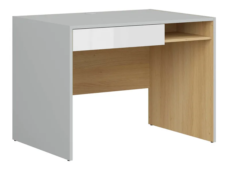 Письмовий стіл BRW Nandu, 100х70 см, світло-сірий / дуб польський / білий глянцевий BIU1S-JSZ/DP/BIP фото №1