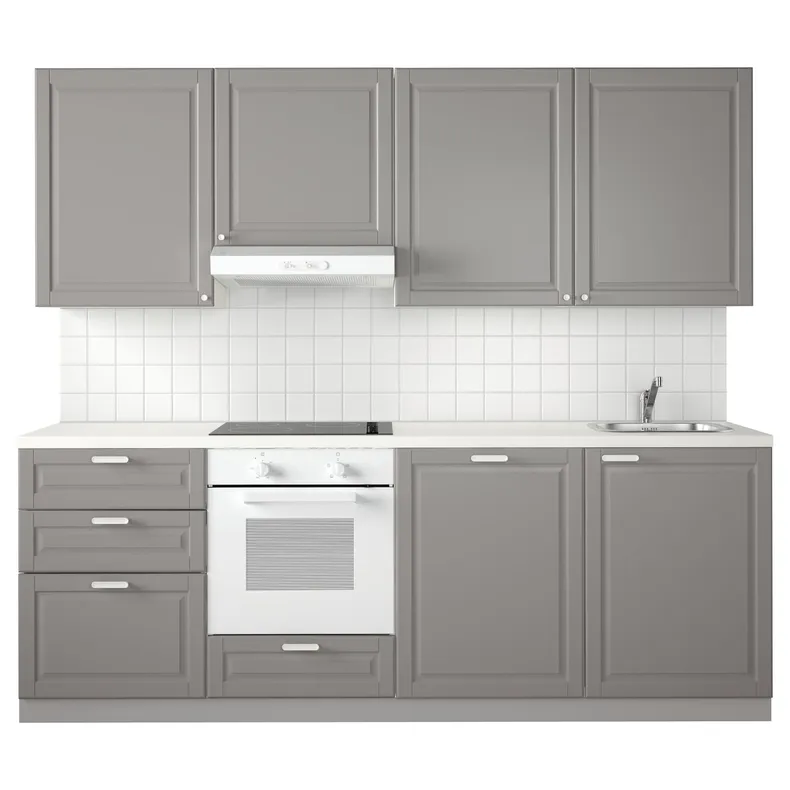 IKEA METOD МЕТОД, кухня, білий Maximera / сірий Bodbyn, 240x60x228 см 394.577.48 фото №1