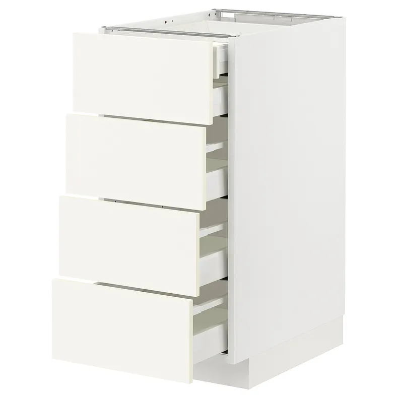 IKEA METOD МЕТОД / MAXIMERA МАКСИМЕРА, напольный шкаф 4фасада / 2нзк / 3срд ящ, белый / Вальстена белый, 40x60 см 395.071.64 фото №1