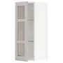 IKEA METOD МЕТОД, навісна шафа,полиці / скляні дверцята, білий / світло-сірий Lerhyttan, 30x80 см 494.562.82 фото