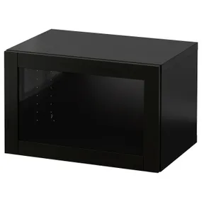 IKEA BESTÅ БЕСТО, комбинация настенных шкафов, черно-коричневый / Синдвик черно-коричневый прозрачное стекло, 60x42x38 см 894.296.92 фото
