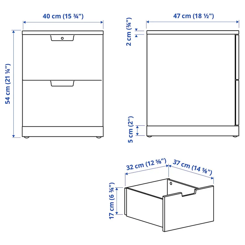 IKEA NORDLI НОРДЛИ, комод с 2 ящиками, белый, 40x54 см 092.398.27 фото №6