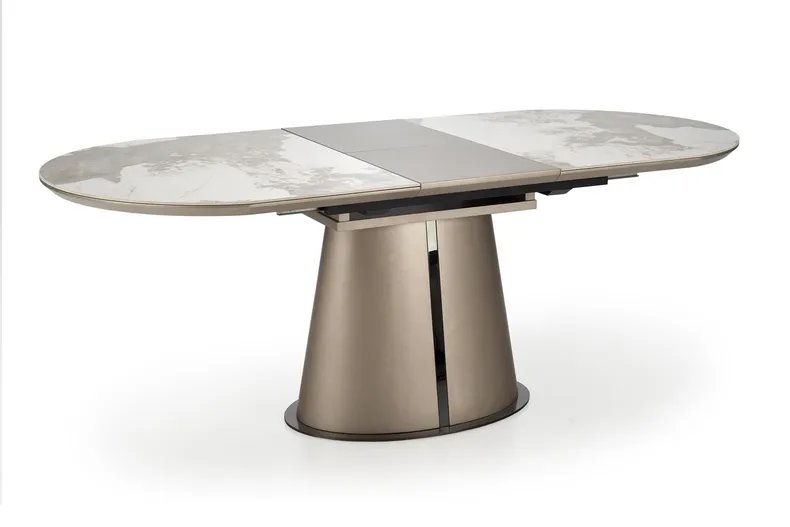 Раскладной стол HALMAR ROBINSON 160-200х90 см, бежевый мрамор / капучино / черный фото №10