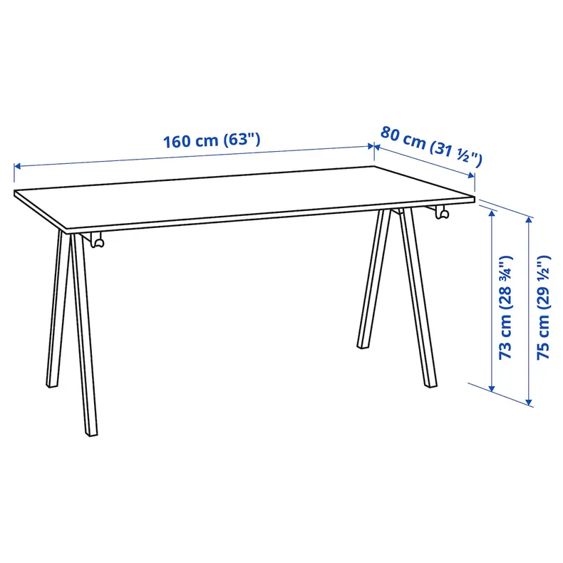 IKEA TROTTEN ТРОТТЕН, письменный стол, бежевый / белый, 160x80 см 694.342.70 фото №9