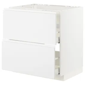 IKEA METOD МЕТОД / MAXIMERA МАКСІМЕРА, підлог шафа д / плит / вб витяжк з шухл, білий / Voxtorp матовий білий, 80x60 см 093.356.40 фото