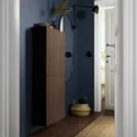 IKEA BESTÅ БЕСТО, навесной шкаф с 2 дверями, черный / коричневый Björköviken / коричневый шпон дуба, 60x22x128 см 894.219.69 фото thumb №3