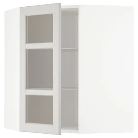 IKEA METOD МЕТОД, углов навесн шк с полками / сткл дв, белый / светло-серый, 68x80 см 892.744.35 фото