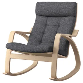 IKEA POÄNG ПОЭНГ, кресло-качалка, Шпон дуба, окрашенный в белый / темно-серый цвет 195.021.29 фото