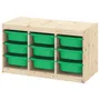 IKEA TROFAST ТРУФАСТ, комбинация д / хранения+контейнеры, Светлая сосна, окрашенная в белый / зеленый цвет, 93x44x52 см 495.332.28 фото