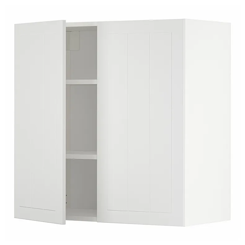IKEA METOD МЕТОД, навісна шафа з полицями / 2 дверцят, білий / стенсундський білий, 80x80 см 994.665.04 фото №1