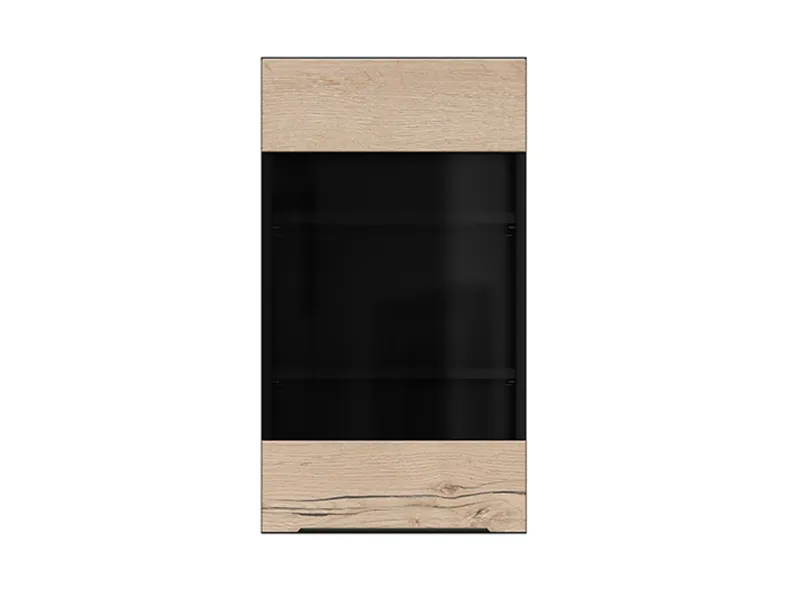 BRW Sole L6 40 см верхний кухонный шкаф с витриной левый дуб галифакс природа, Черный/дуб галифакс натур FM_G_40/72_LV-CA/DHN фото №1
