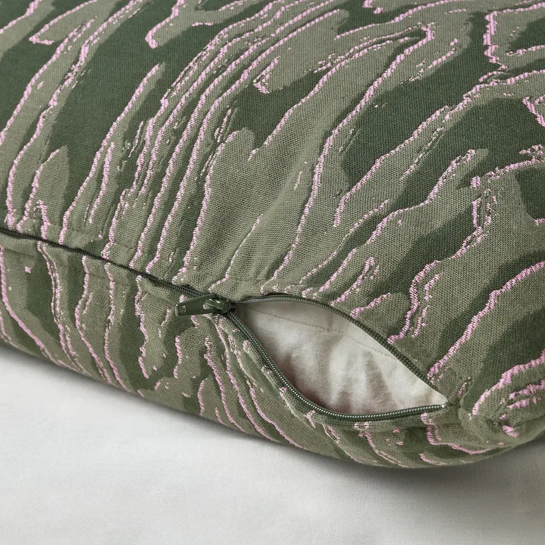 IKEA TANDMOTT ТАНДМОТТ, чохол на подушку, сіро-зелений / рожевий, 50x50 см 405.715.02 фото №3