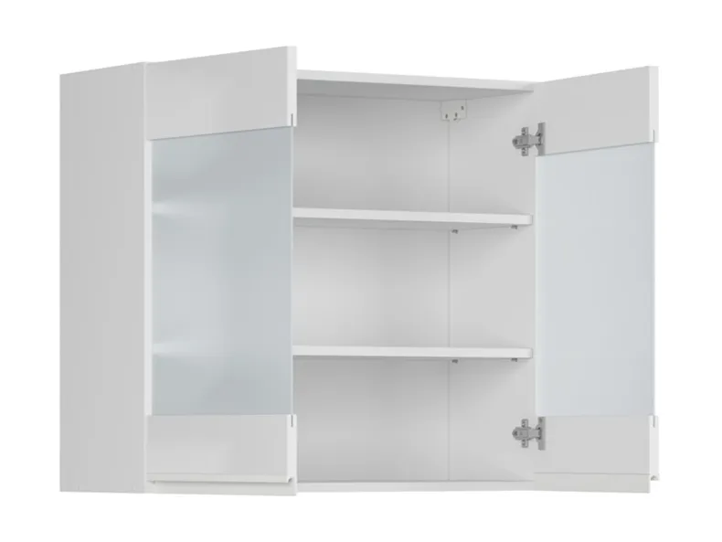 BRW Двухдверный верхний кухонный шкаф Sole 80 см с витриной белый глянцевый, альпийский белый/глянцевый белый FH_G_80/72_LV/PV-BAL/BIP фото №3