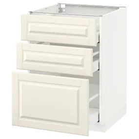 IKEA METOD МЕТОД / MAXIMERA МАКСИМЕРА, напольный шкаф с 3 ящиками, белый / бодбинские сливки, 60x60 см 890.496.49 фото