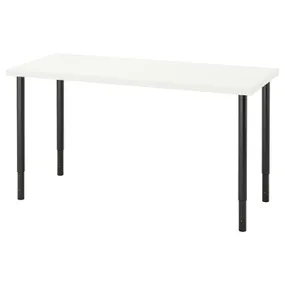 IKEA LAGKAPTEN ЛАГКАПТЕН / OLOV ОЛОВ, письмовий стіл, білий / чорний, 140x60 см 394.171.68 фото