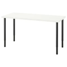 IKEA LAGKAPTEN ЛАГКАПТЕН / OLOV ОЛОВ, письменный стол, белый / черный, 140x60 см 394.171.68 фото