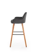 Барний стілець оксамитовий HALMAR H93 Velvet, ніжки - горіх, оббивка - темно-сірий фото thumb №2