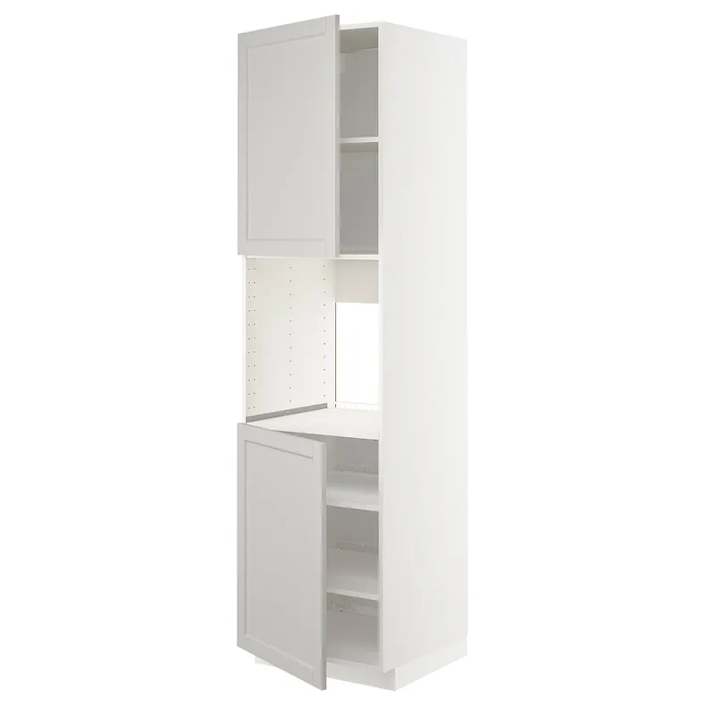 IKEA METOD МЕТОД, высок шкаф д / духовки / 2дверцы / полки, белый / светло-серый, 60x60x220 см 394.685.63 фото №1
